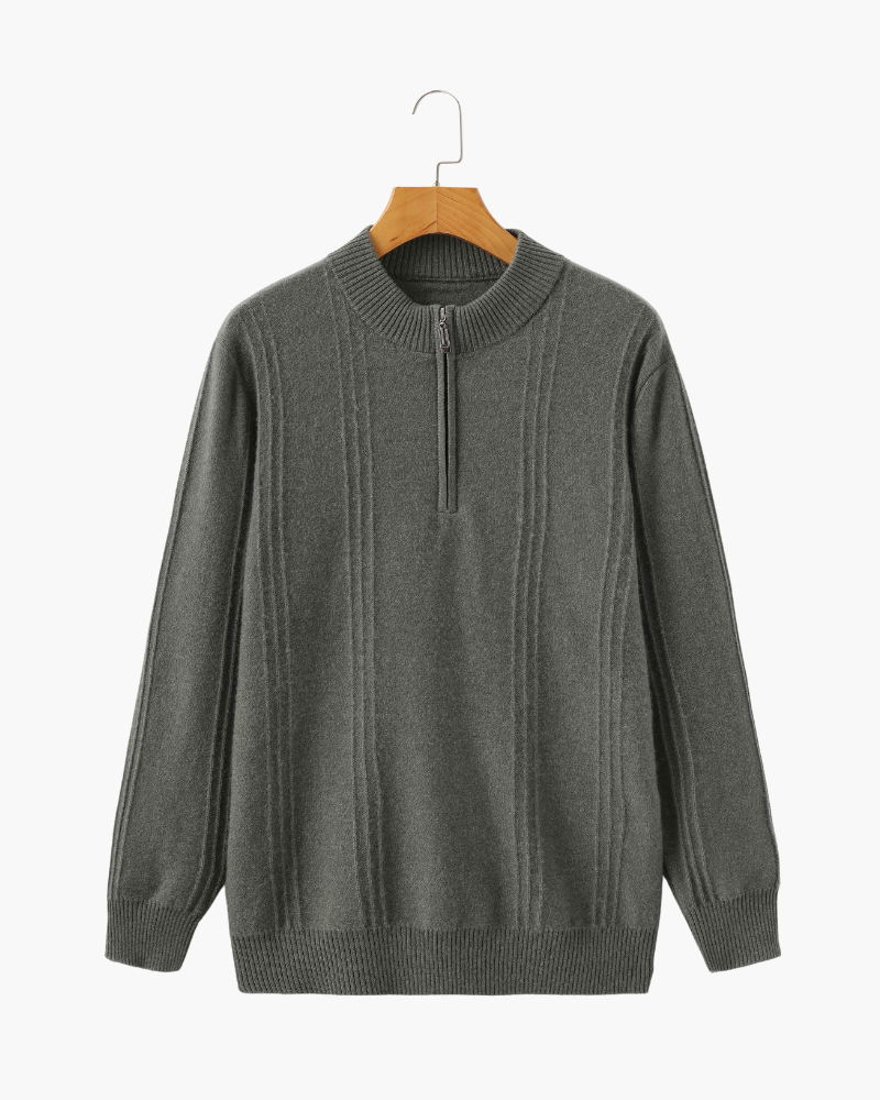 100% Cashmere Ribbed Half-Zip Sweater