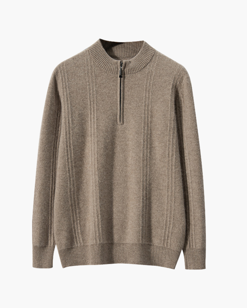 100% Cashmere Ribbed Half-Zip Sweater