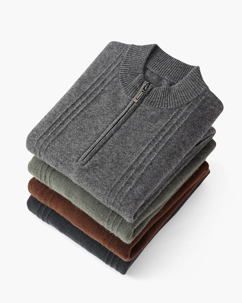 100% Cashmere Ribbed Half-Zip Sweater