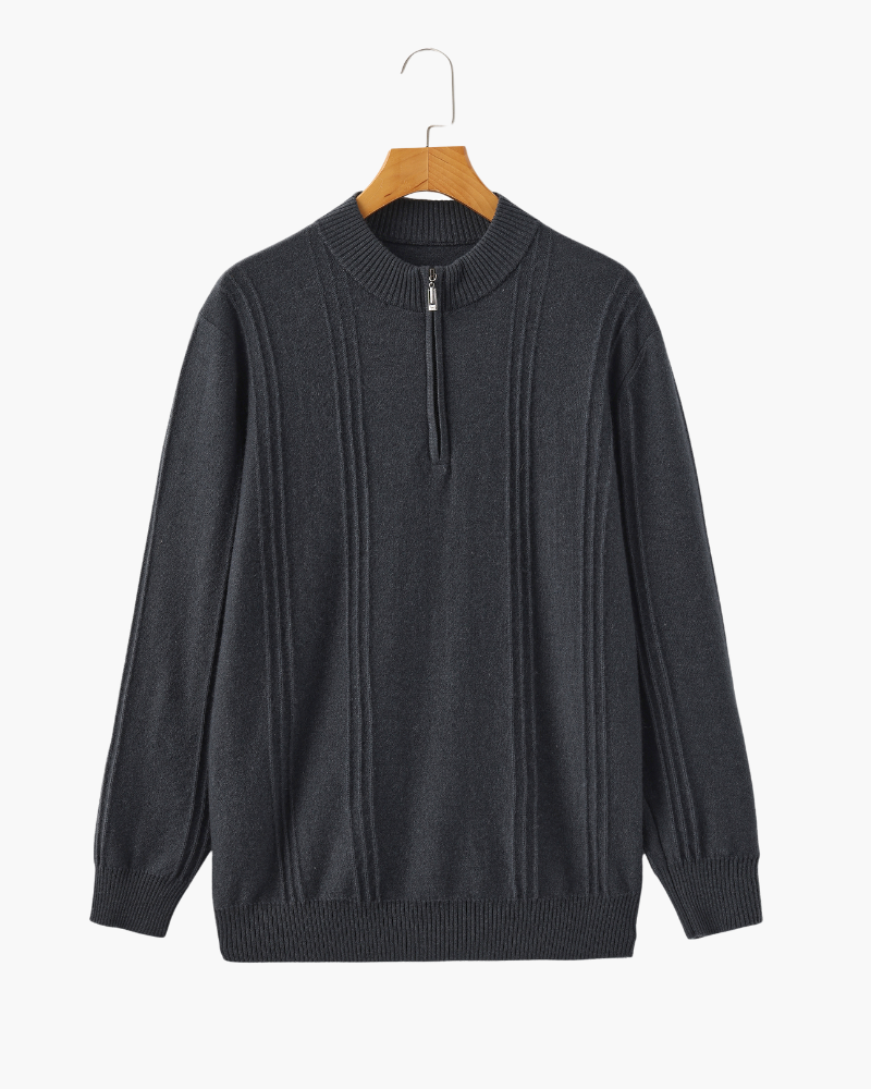 100% Cashmere Ribbed Half-Zip Sweater