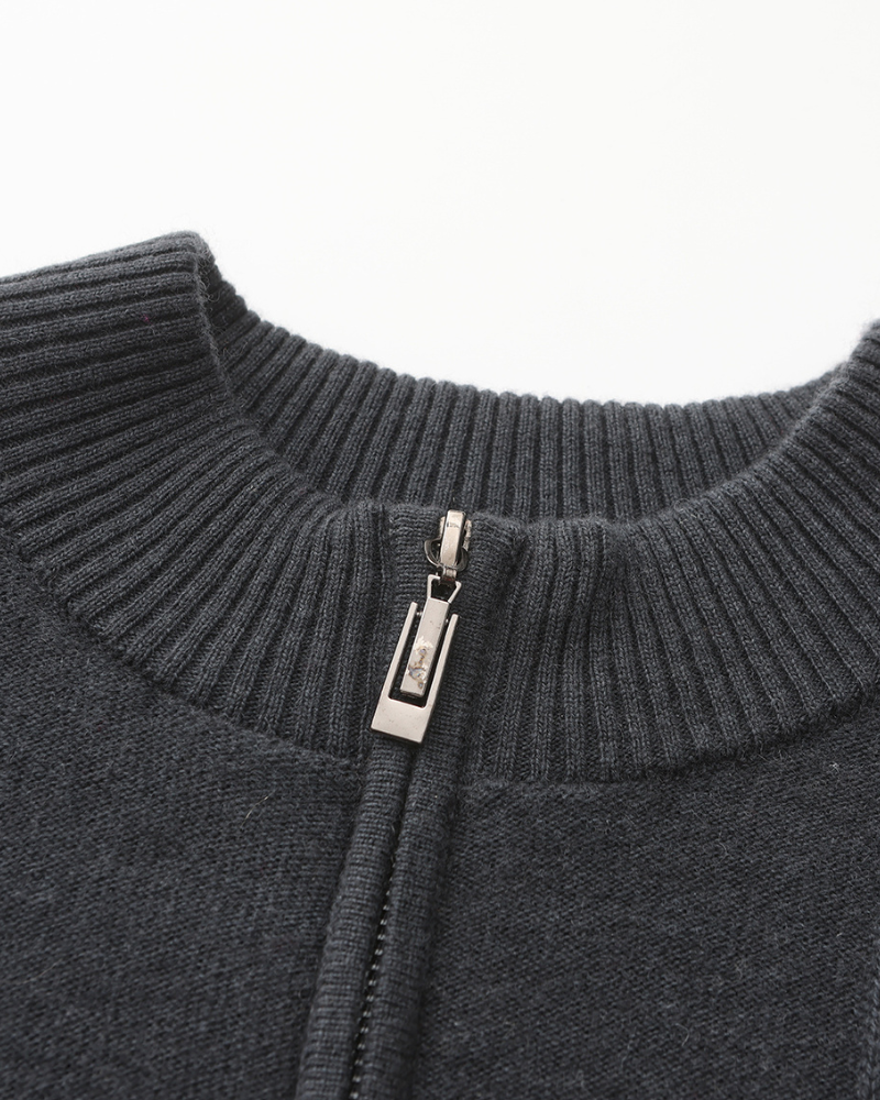 100% Cashmere Ribbed Half-Zip Sweater