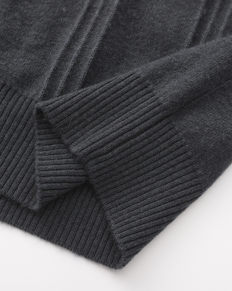 100% Cashmere Ribbed Half-Zip Sweater