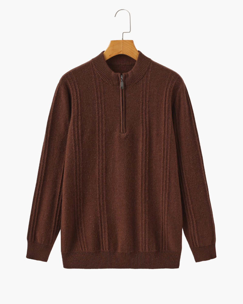 100% Cashmere Ribbed Half-Zip Sweater