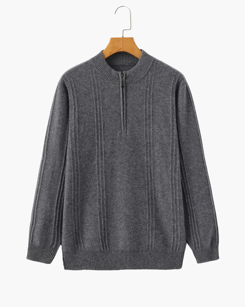 100% Cashmere Ribbed Half-Zip Sweater